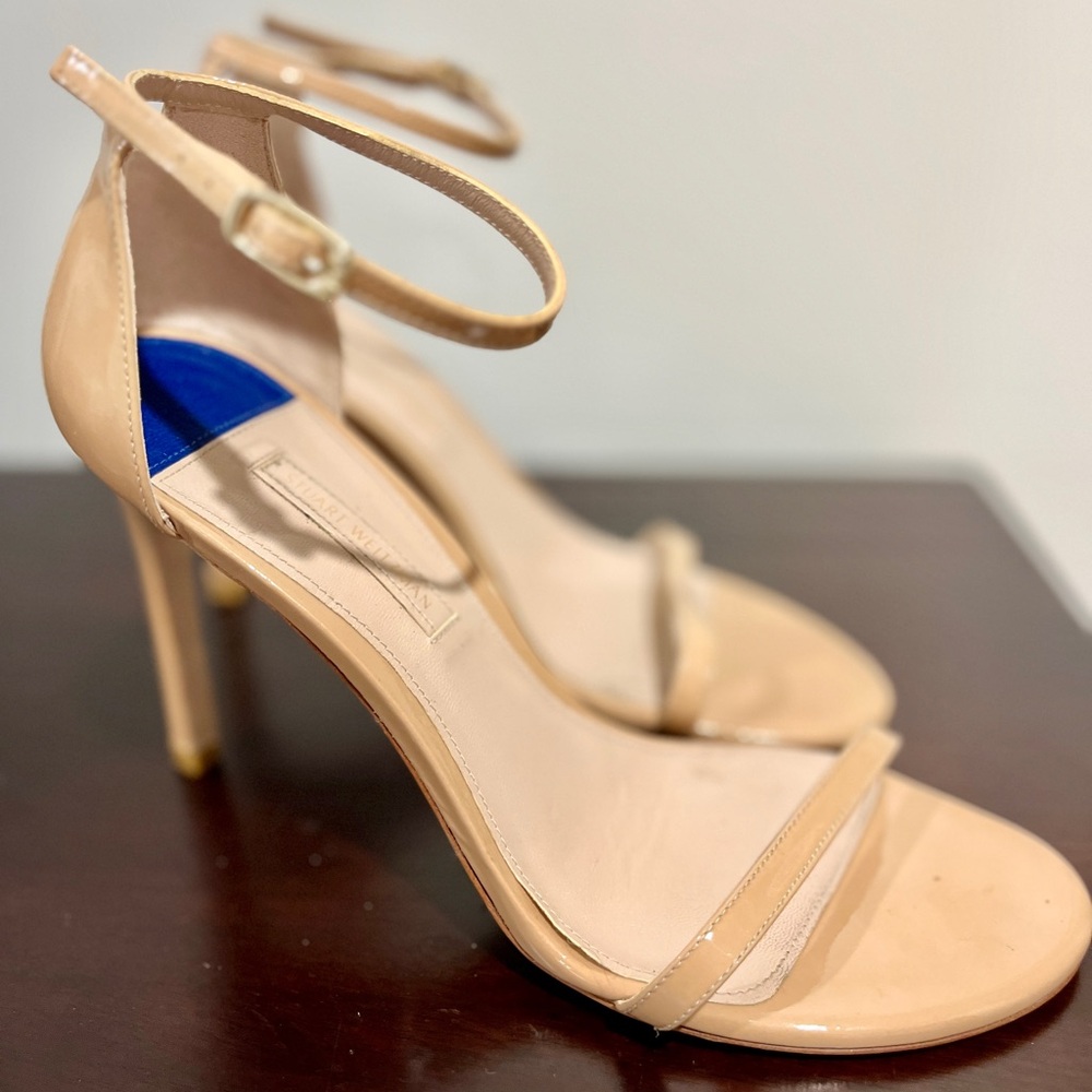Stuart Weitzman Beige Ankle Strap Heels